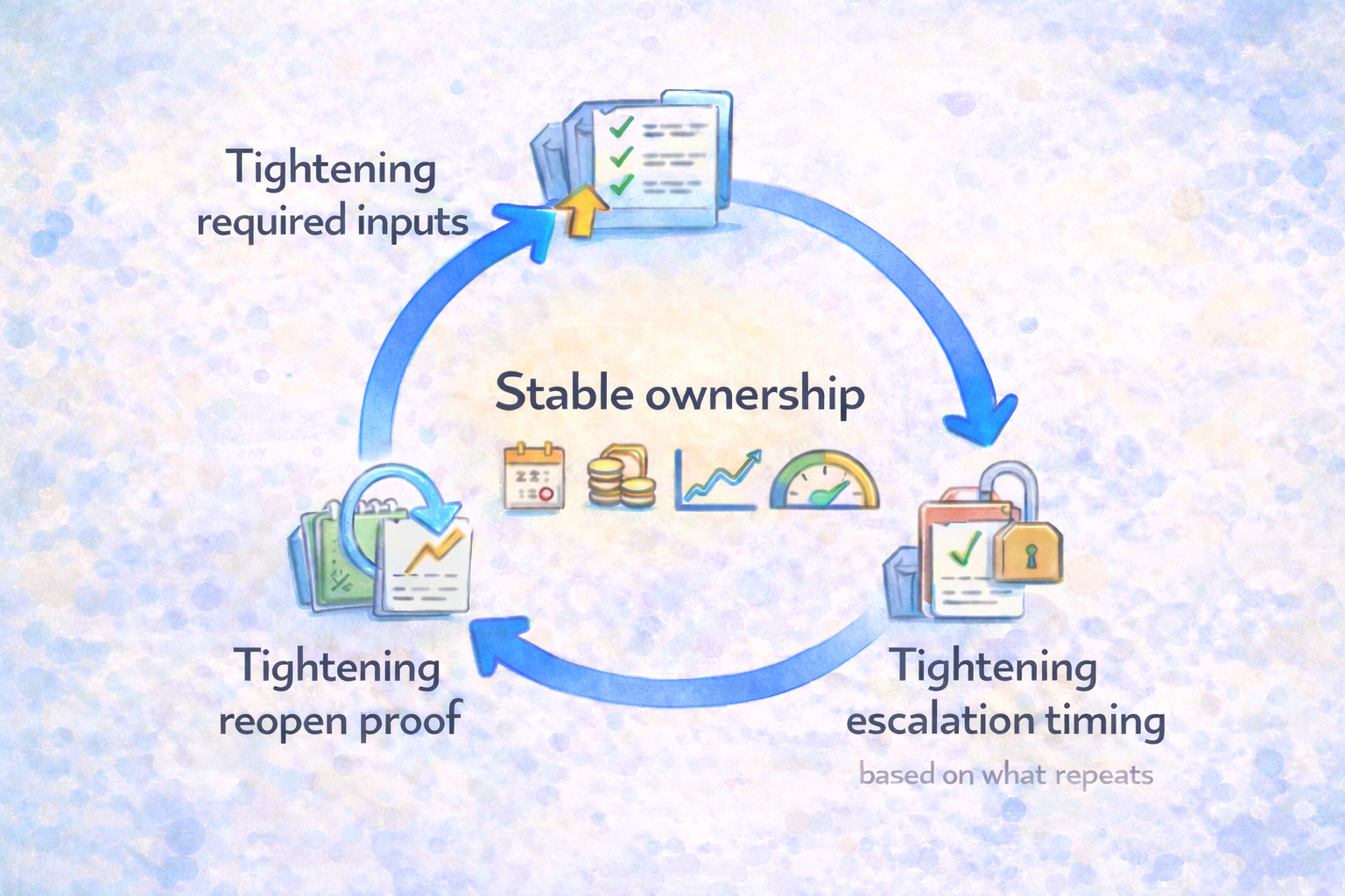 After seven days: tighten decision rights using evidence and stable ownership for key boundaries
